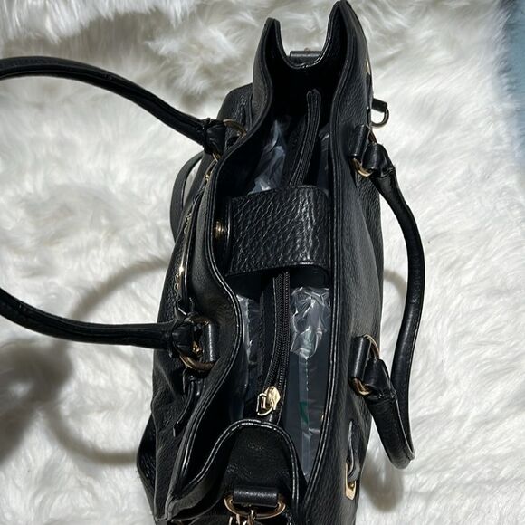 MICHAEL KORS Tumbled Black Leather Crossbody Satchel Gold Hardware B92 - Picture 10 of 16